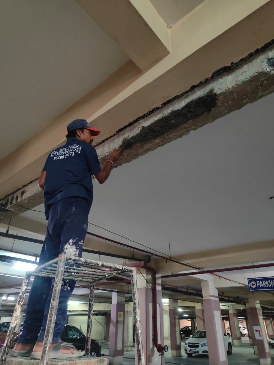 Application of polymer repair mortar